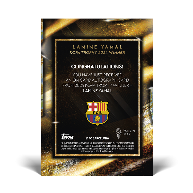 Lamine Yamal - 2024 Kopa Trophy Winner - LOOK OUT FOR ON CARD AUTO / RELICS - Ballon d’Or Topps NOW® Card [20 Cards]