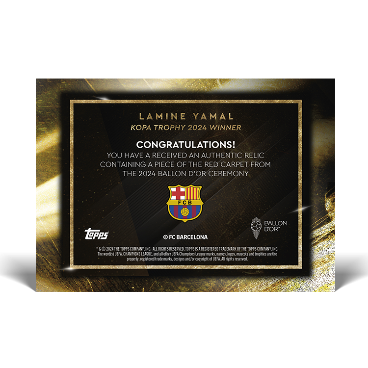 Lamine Yamal - 2024 Kopa Trophy Winner - LOOK OUT FOR ON CARD AUTO / RELICS - Ballon d’Or Topps NOW® Card [20 Cards]